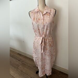 Cloth & Stone Anthropologie button front maxi dress, pink  floral size small